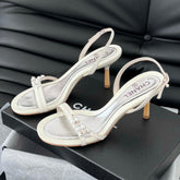 PEARL SANDAL IN WHITE LAMBSKIN 75 MM